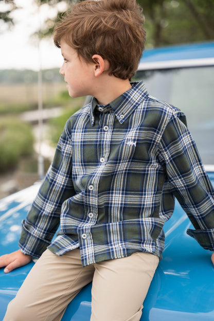 Folly Island Boys Flannel Green