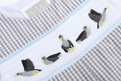 Light Gray Mallard Smocked Overalls